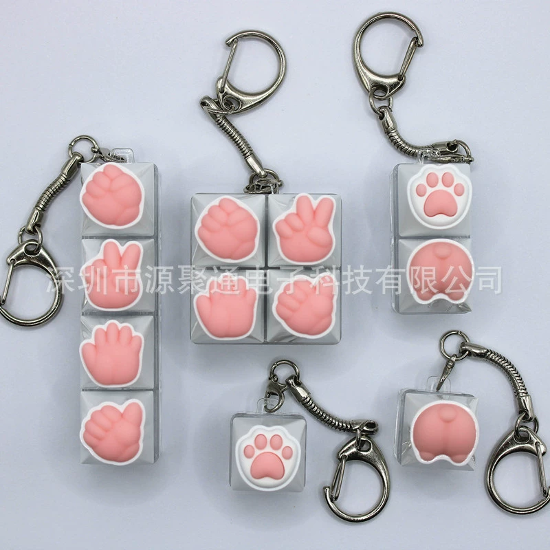 Милый Кошачий коготь камень ножницы ткань мягкая силиконовая клавиатура колпачок для ключей испытательный вал извлечение ключа кулон