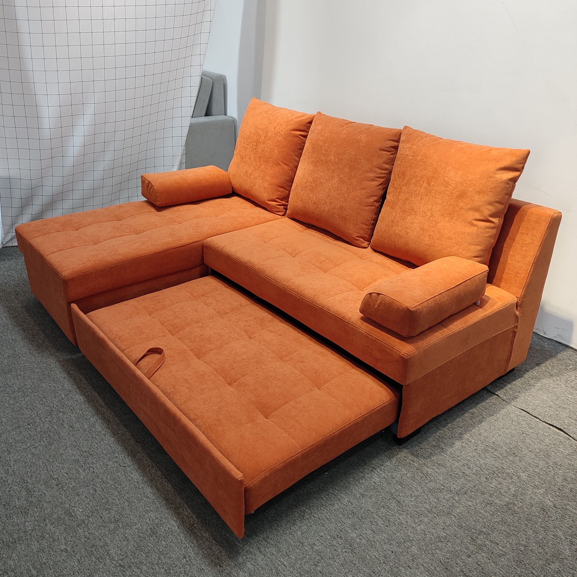 Moderno simple sofá plegable doble uso multifuncional casa pequeña esquina combinación de lavado de tela sofá cama
