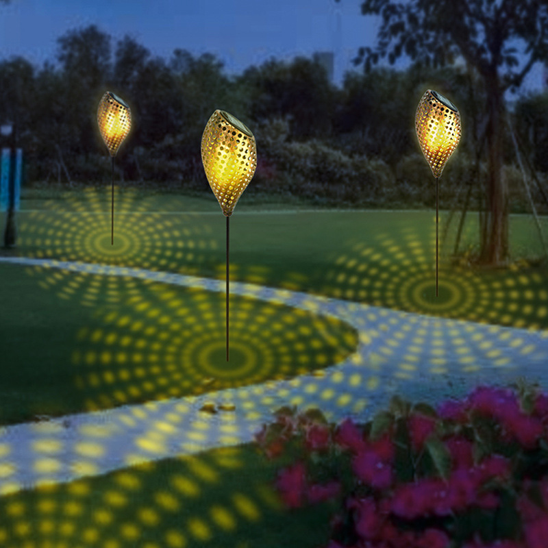 太阳能风铃户外庭院灯圆点镂空地插灯装饰室外花园装饰铁艺景观灯
