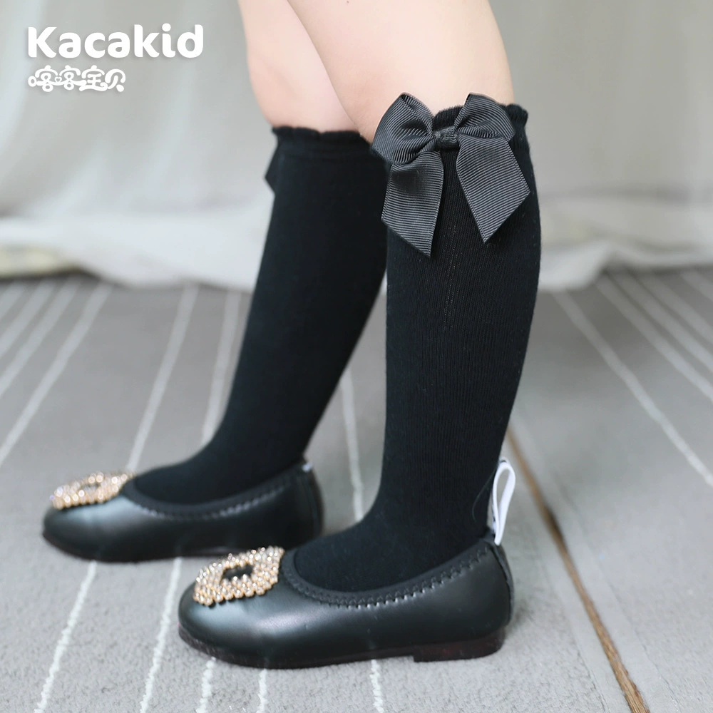 Осенние детские милые цветные knee socks для девочек с бантами, до середины икры, опт