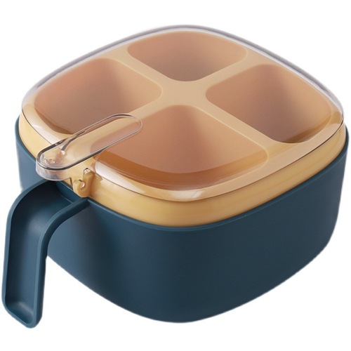 Kitchen supplies seasoning jar salt MSG seasoning box transparent seasoning box four-grid seasoning multi-grid with lid for home use