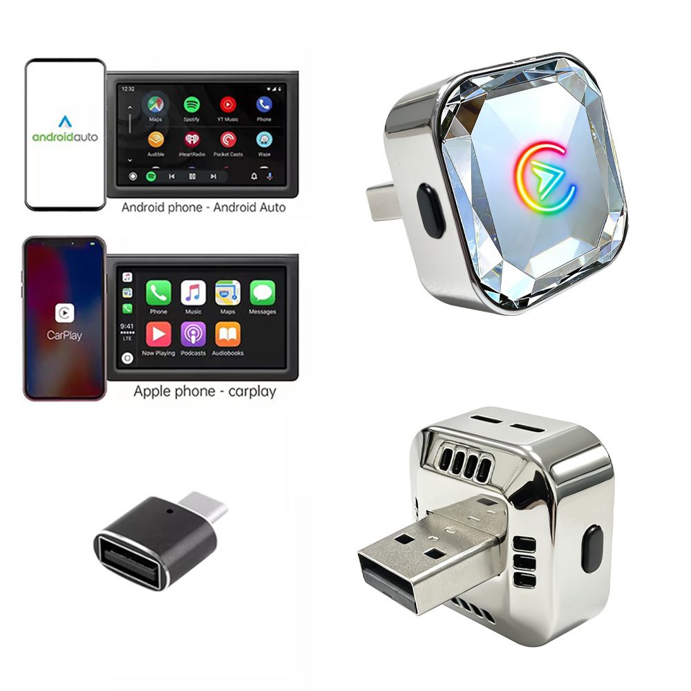 Cross-border bestseller wireless carplay box Android auto adapter 2-in-1 car wired to wireless converter
