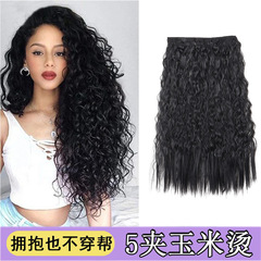 コーンパーマウィッグ 5クリップ式ヘアエクステンション ワンピースカーリーヘアエクステンション 5クリップ式花火パーマウィッグ CurlyWig ブラック