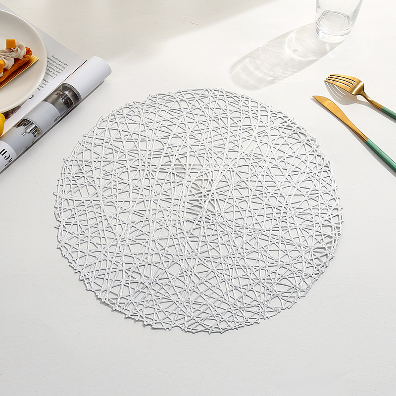 Nuevo transfronterizo entrelazado almohadilla de mesa redonda trenzada alboroto de aislamiento térmico almohadilla de decoración de PVC almohadilla de mesa almohadilla de taza al por mayor