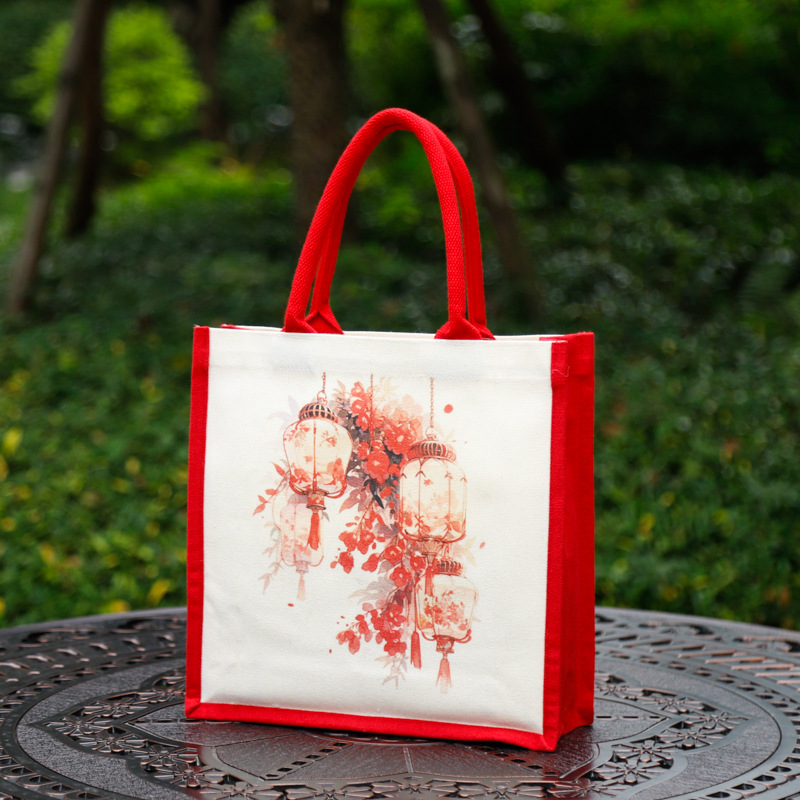 场景直供帆布袋定 制小批量覆膜帆布袋订 制立体托特包定 做飘带