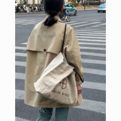 2025春秋卡其色新款长款宽松风衣中长款外套小个子中款外套女