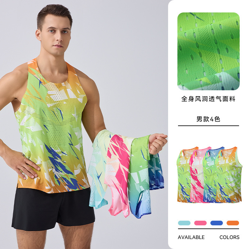 European and American Cross-Border Sports Vest Men's Summer Marathon Running T-Shirt Outdoor Track and Field Training Quick-Drying Top Vest European and American Cross-Border Sports Vest Men's Summer Marathon Running T-Shirt Outdoor Track and Field Training Quick-Drying Top Vest