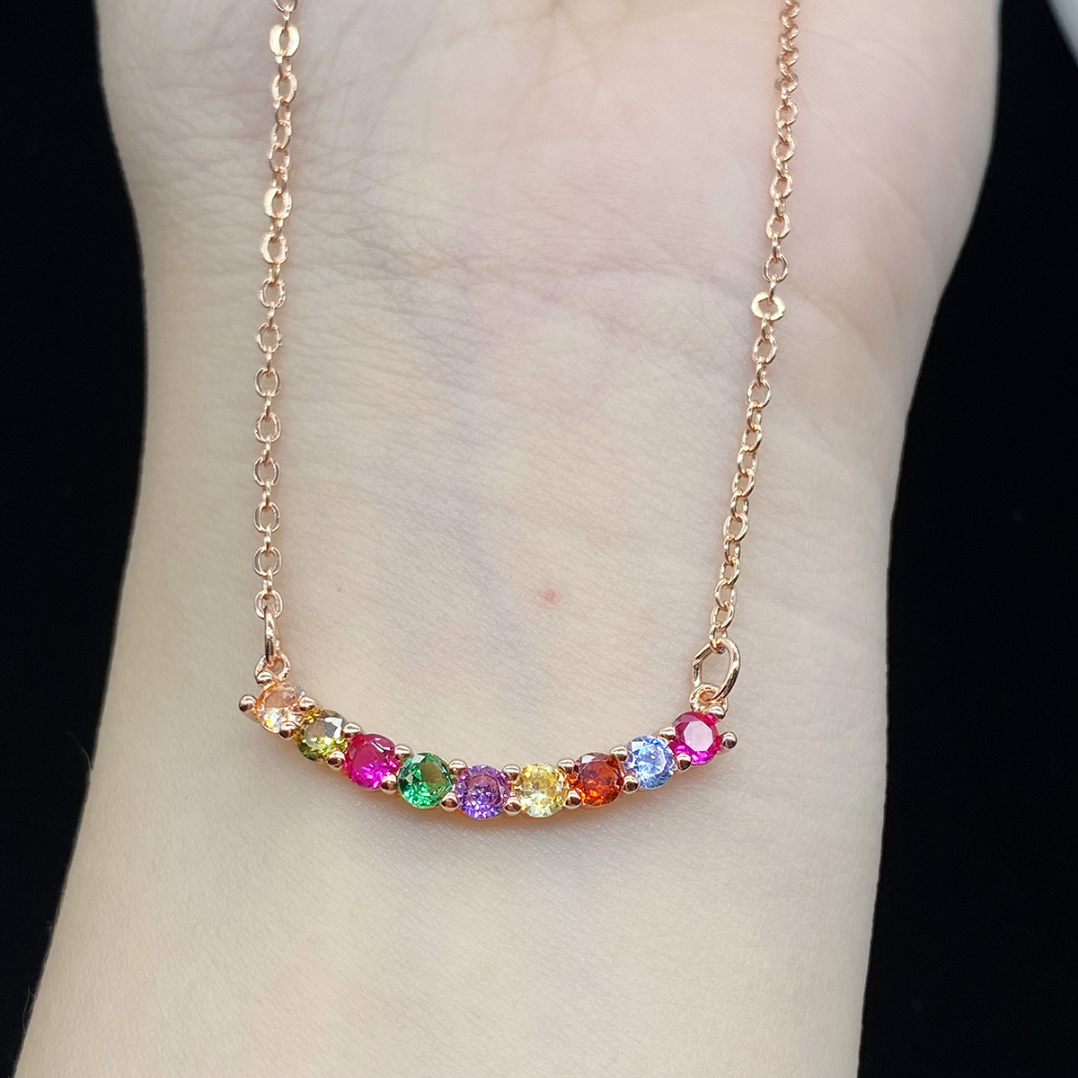 Fashion Round Copper Plating Inlay Zircon Necklace 1 Piece