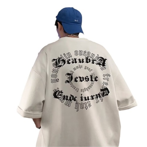 Men's Short Sleeve T-Shirt Summer Trend Brand Printed Clothing Loose Ins Fashion Summer Top Five-and-a-Half-Sleeve