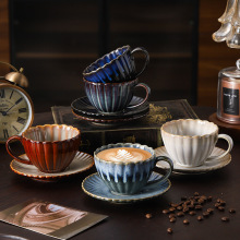 复古高级感条纹窑变陶瓷杯酒店家用办公室牛奶咖啡杯下午茶饮水杯