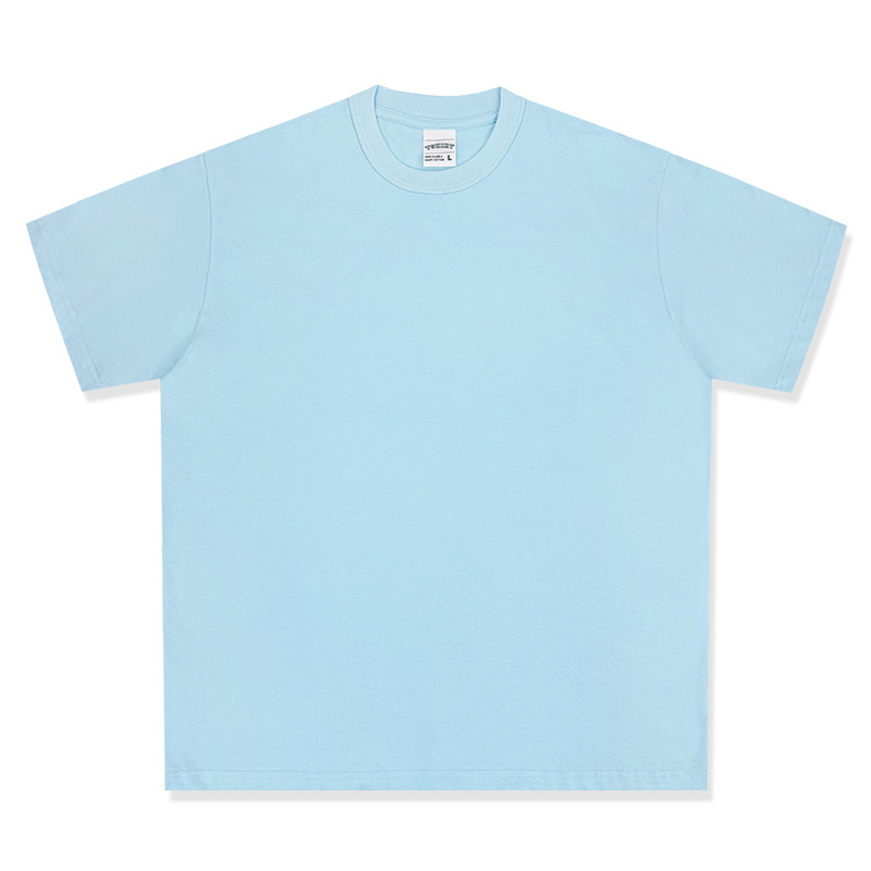 Camiseta de manga corta retro desgastada de algodón pesado transfronterizo 260G versión de lavado de agua suelta cuello redondo de moda base lisa T