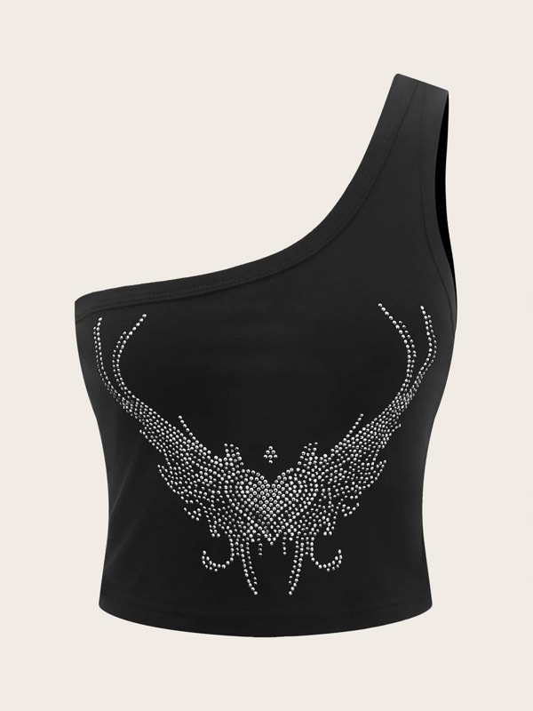 Women's T-shirt Sleeveless T-shirts Rhinestone Sexy Heart Shape Wings display picture 4