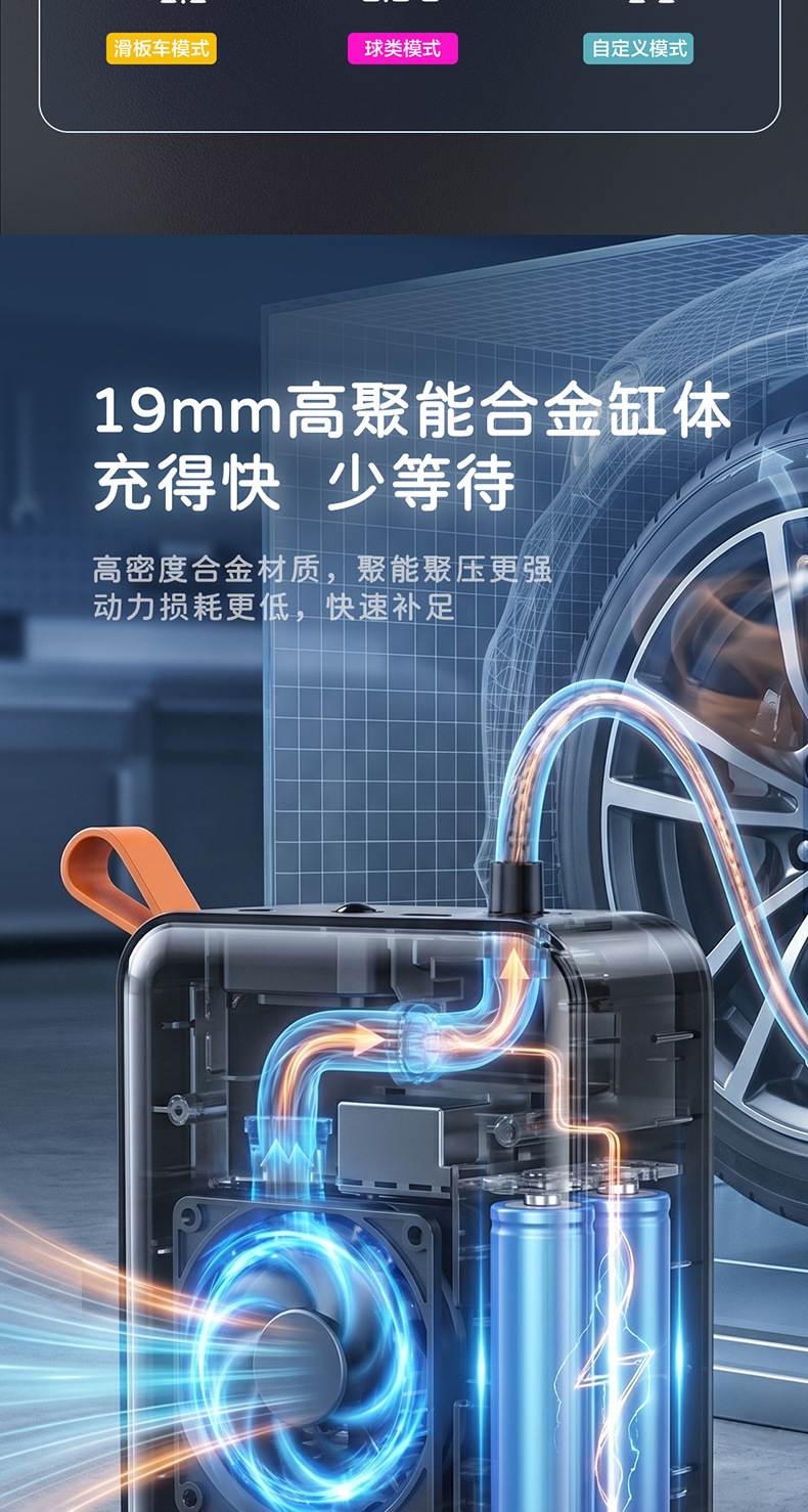 Deli Wireless Car Air Pump, Electric Car Air Pump, Portable Tire Inflator with Tire Pressure Measurement