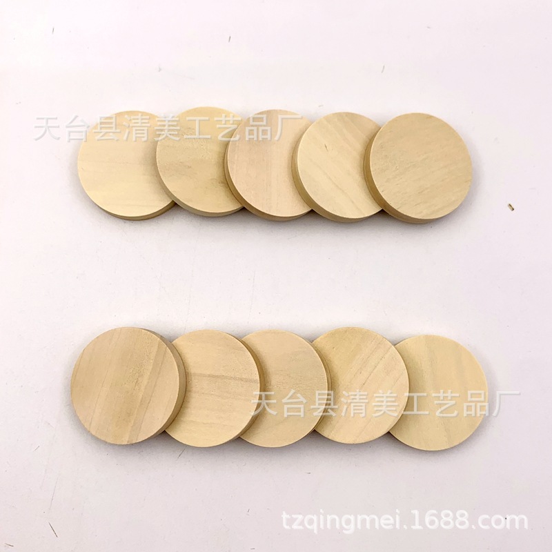 Oblea de madera 25/30/35/38/40/50mm hecho a mano DIY registro 5mm espesor 50 unids/pack ronda virutas madera