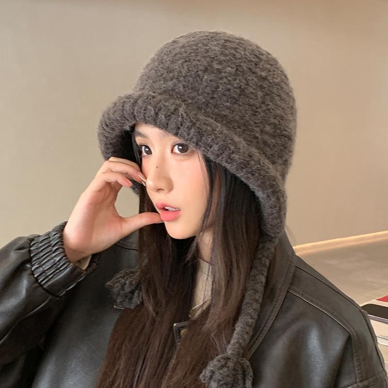 甜美百搭卷檐毛线帽子女秋冬大头围显脸小套头帽户外防寒保暖帽新|undefined