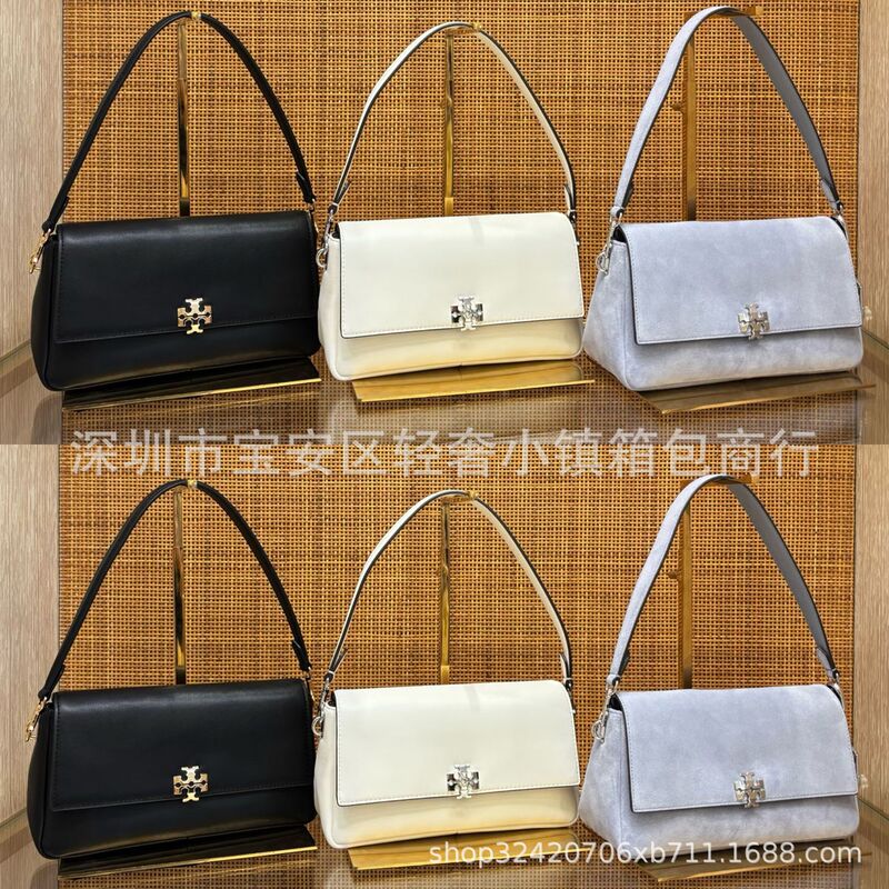Qin Lan's Same Style Tb Genuine Leather Soft Leather Charlie Small Square Bag, Trendy Fashion Quilted Baguette Tofu Underarm Bag, Messenger Bag