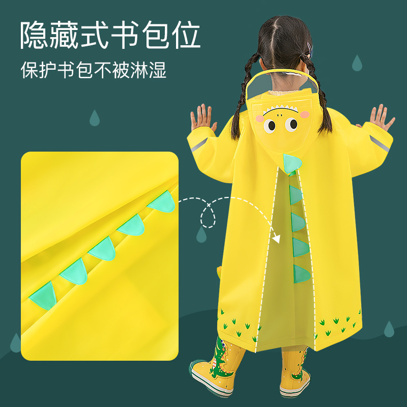 Mingjia EVA impermeable para niños de dibujos animados lindo engrosado botón a presión mochila tridimensional con tira reflectante de dibujos animados de ala extra grande