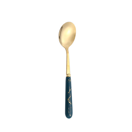 Nordic creative stainless steel imitation ceramic marble handle household dessert spoon soup rice spoon 6 gift box set