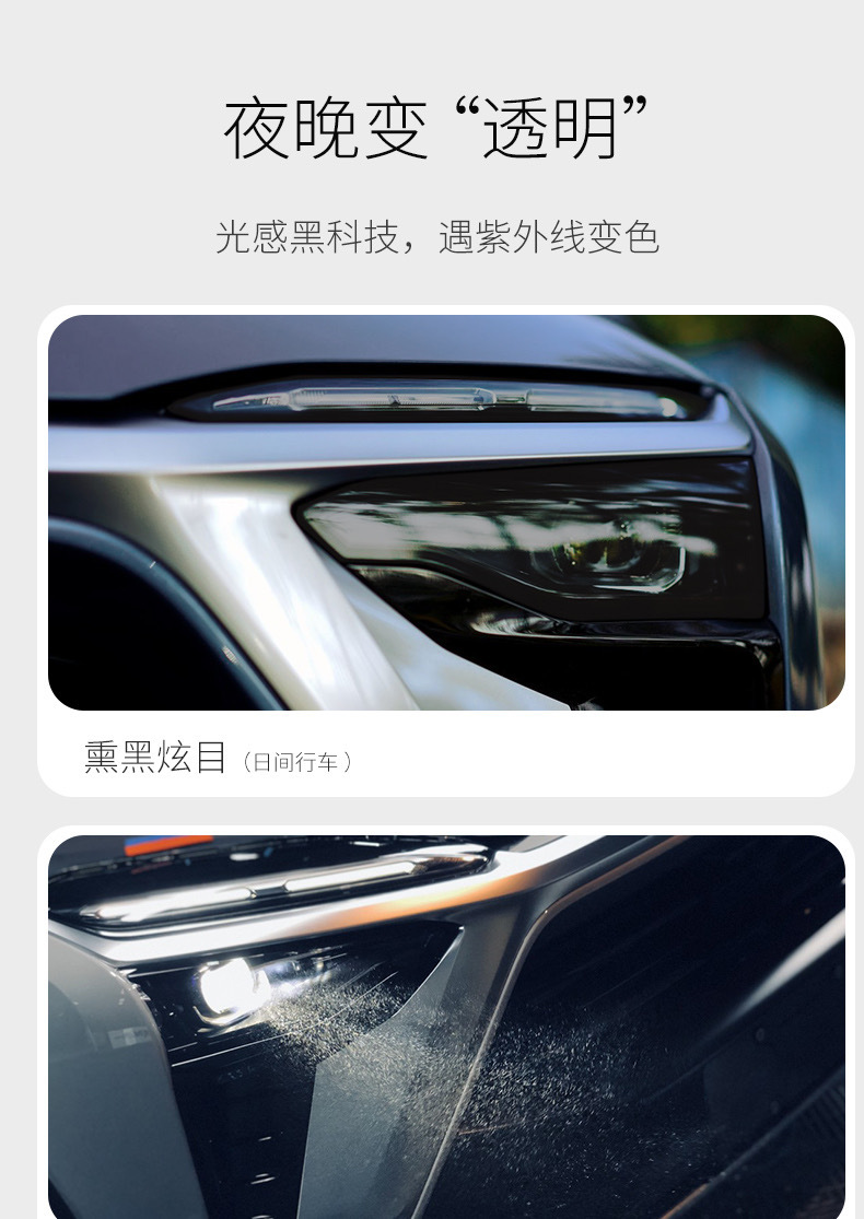 NIO blackened light film TPU front and rear light color changing film with light control, transparent black warrior sticker, good car accessory