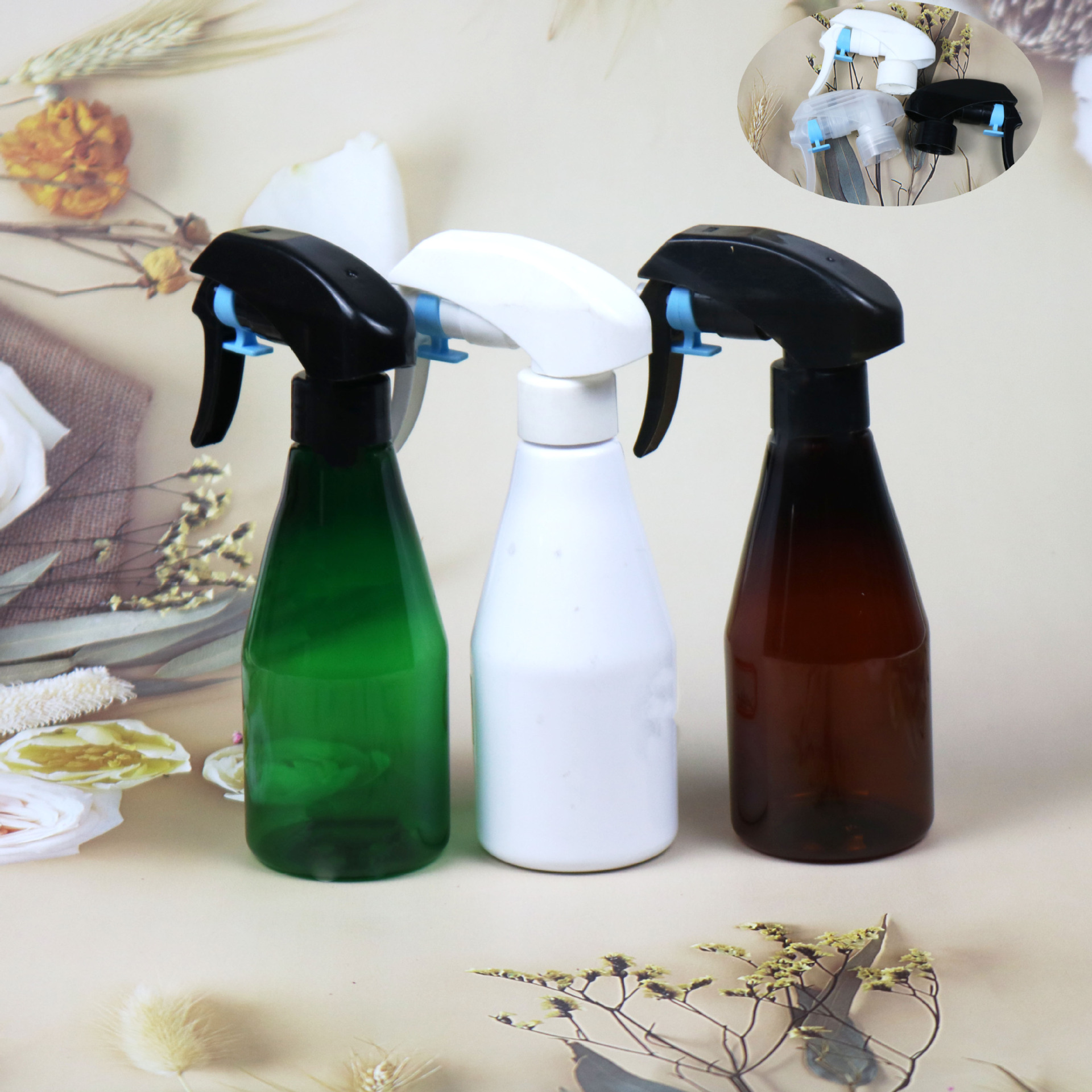 厂家直供200ML锥形PET塑料瓶配花王枪园艺浇花喷雾分装瓶