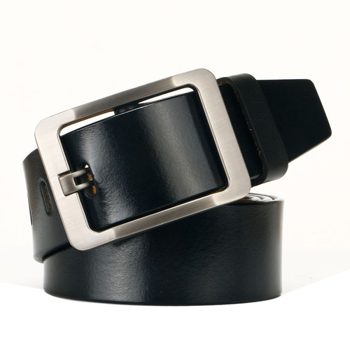 Men's yellow cowhide pin buckle belt Whole piece of retro cowhide Japanese buckle yellow cowhide Korean version versatile belt wholesale