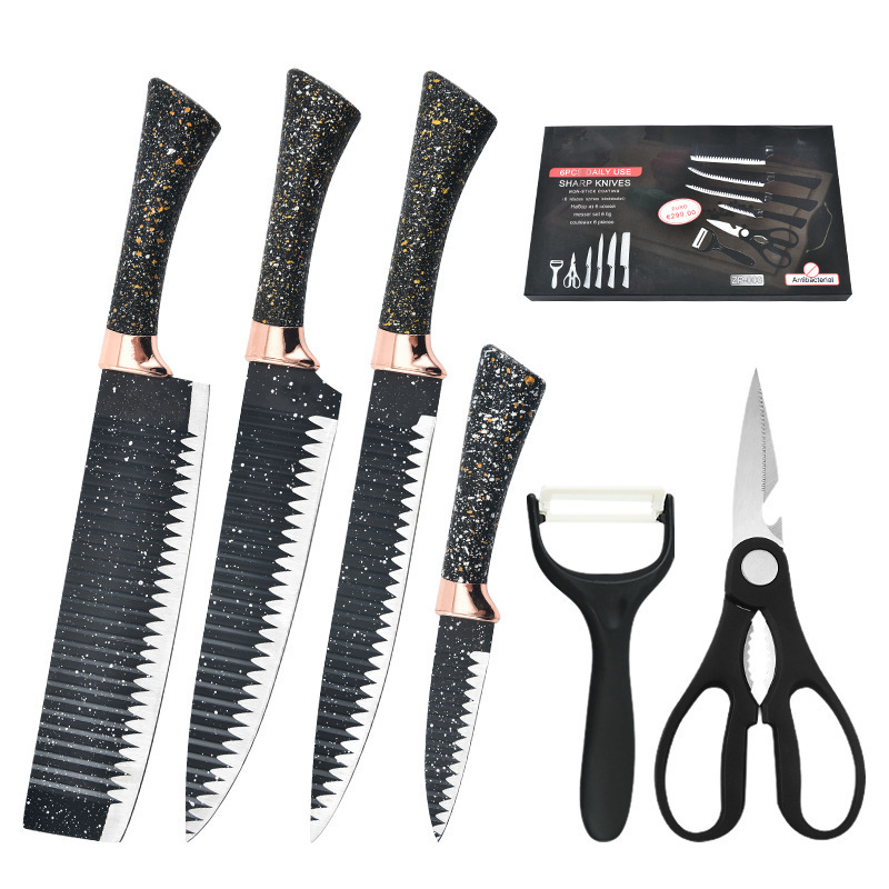 Comercio exterior al por mayor mango de herradura ondulado punto de pulverización conjunto de seis piezas conjunto de cocina de acero inoxidable herramientas de pulverización de pintura comercial