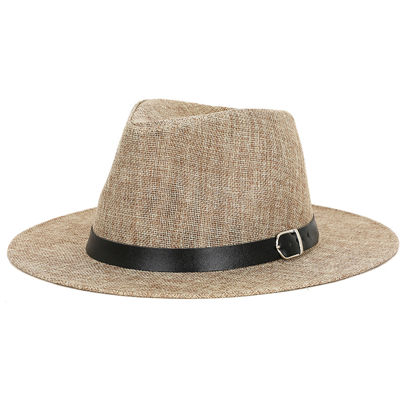 Sombrero de verano de lino de los hombres sombrero de sol panama plano británico jazz sombrero de alta gama protección del sol caballero sombrero al por mayor