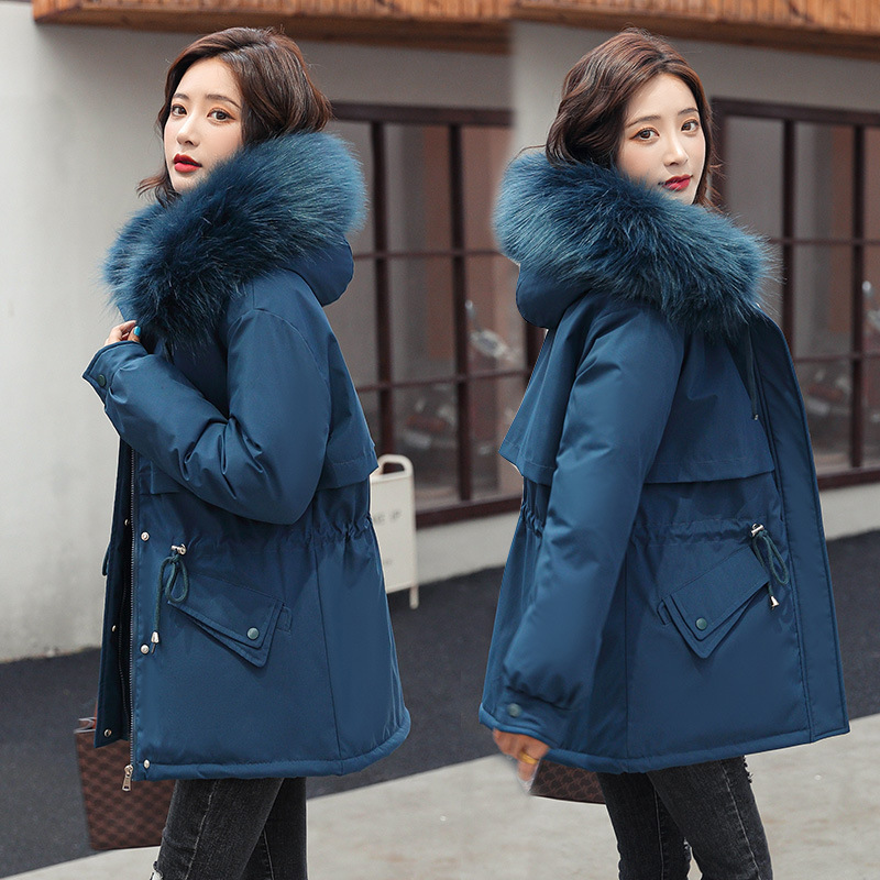 Drawstring Cotton Outwear Women's Mid-Length 2023 New Velvet Parka Cotton Jacket Korean Style Loose down Cotton Outwear Winter Jacket
