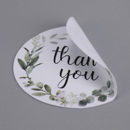 Round Sealing Tape Thank You Sticker, Self-Adhesive Label Printed on Copper Paper, Circular Sealing Tape