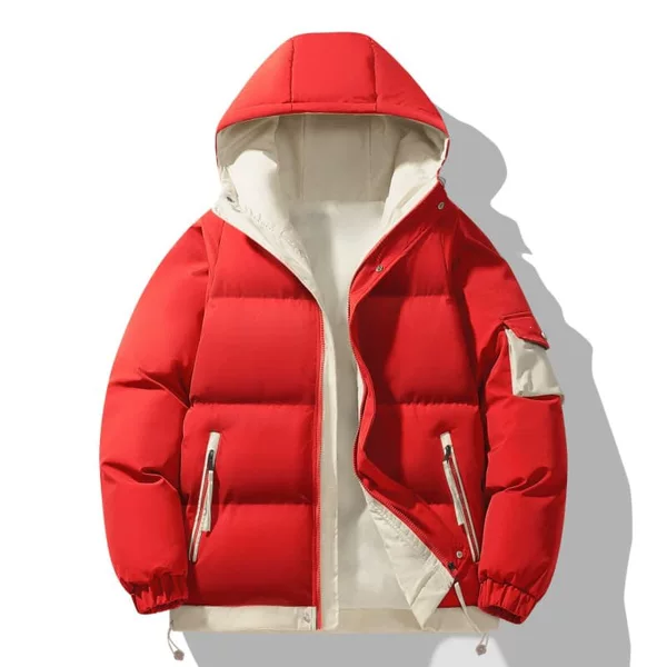 2025 Autumn/Winter Couple's Loose-Fit Versatile Casual Hooded Faux-Two-Piece Thickened Windproof Cotton Jacket for Men