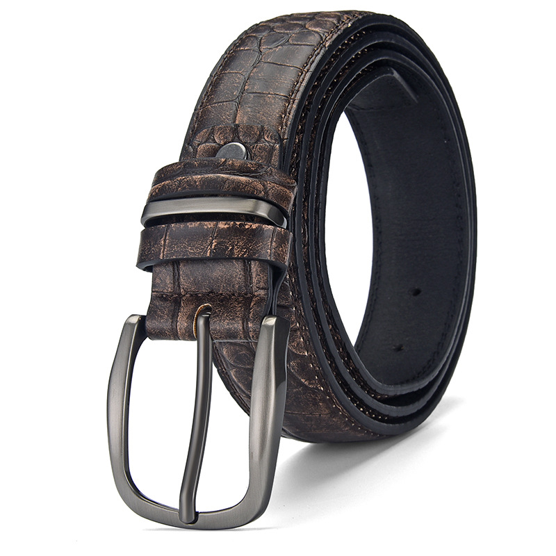 Jinbodun Men's Genuine Leather Casual Business Simple Pin Buckle Belt For Men 2026 Spring Chestnut Brown Gray_voghion.com