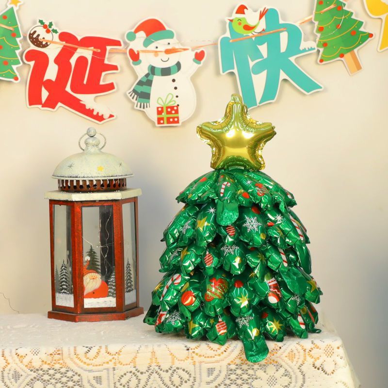 Navidad decoración tridimensional infláble árbol de Navidad globos decoración de mesa centro comercial escena jardín de infantes diseño de atmósfera
