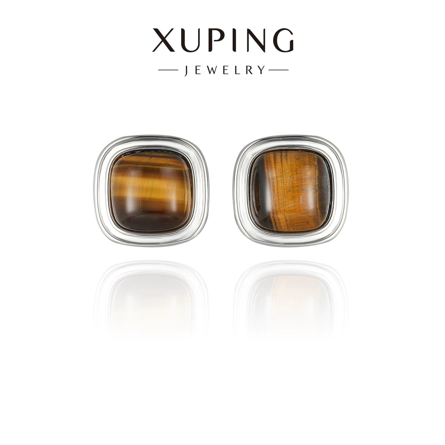Xuping geometría cuadrada mirad imitación de piedra de ojo de tigre simple nicho de alta sensación otoño invierno auriculares al por mayor
