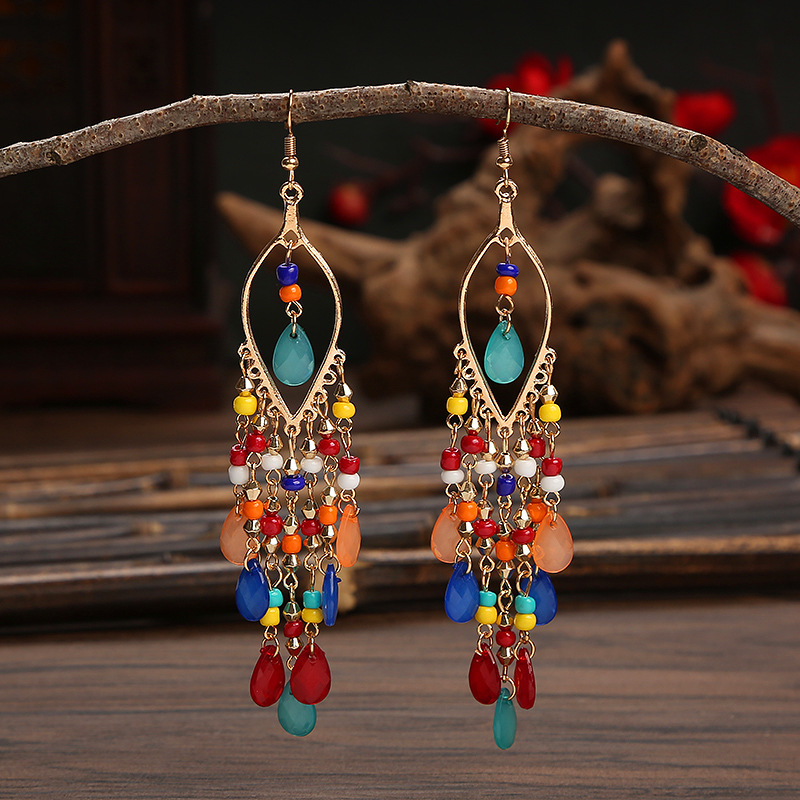 1 Pair Fashion Geometric Alloy Seed Bead Plating Women's Drop Earrings display picture 3