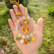 灵隐五路财神汽车挂件后视镜装饰高档水晶车饰品平安纳福吊坠时尚