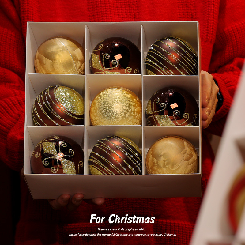 Navidad bola de color 6cm bola de plástico galvanizado color mixto bola de Navidad pintada 9 piezas juego de decoración navideña colgante bola colgante