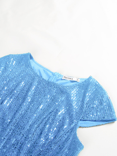 New European and American Party Dress: Wish Ruffled Fashionable Elegant Chiffon Sequin Dress for Women