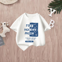 New style English letter short-sleeved boys' summer t-shirt 2023 new children's short-sleeved T-shirt factory wholesale 