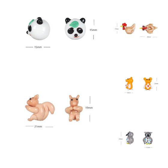 New small animal glass beads frog panda squirrel glass loose beads handmade DIY necklace earrings accessories manufacturer