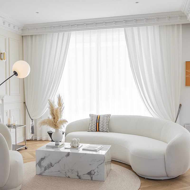 Simple Modern Solid Color Phantom Gauze White Window Screen, Home Light-Transmitting but Not See-Through Curtains for Living Room, Bedroom, Study