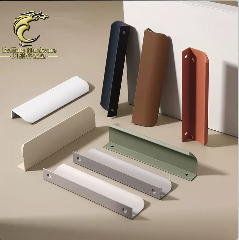 衣柜橱柜隐形封边拉手莫兰迪色极简圆弧形柜门抽屉免打孔缝隙拉手