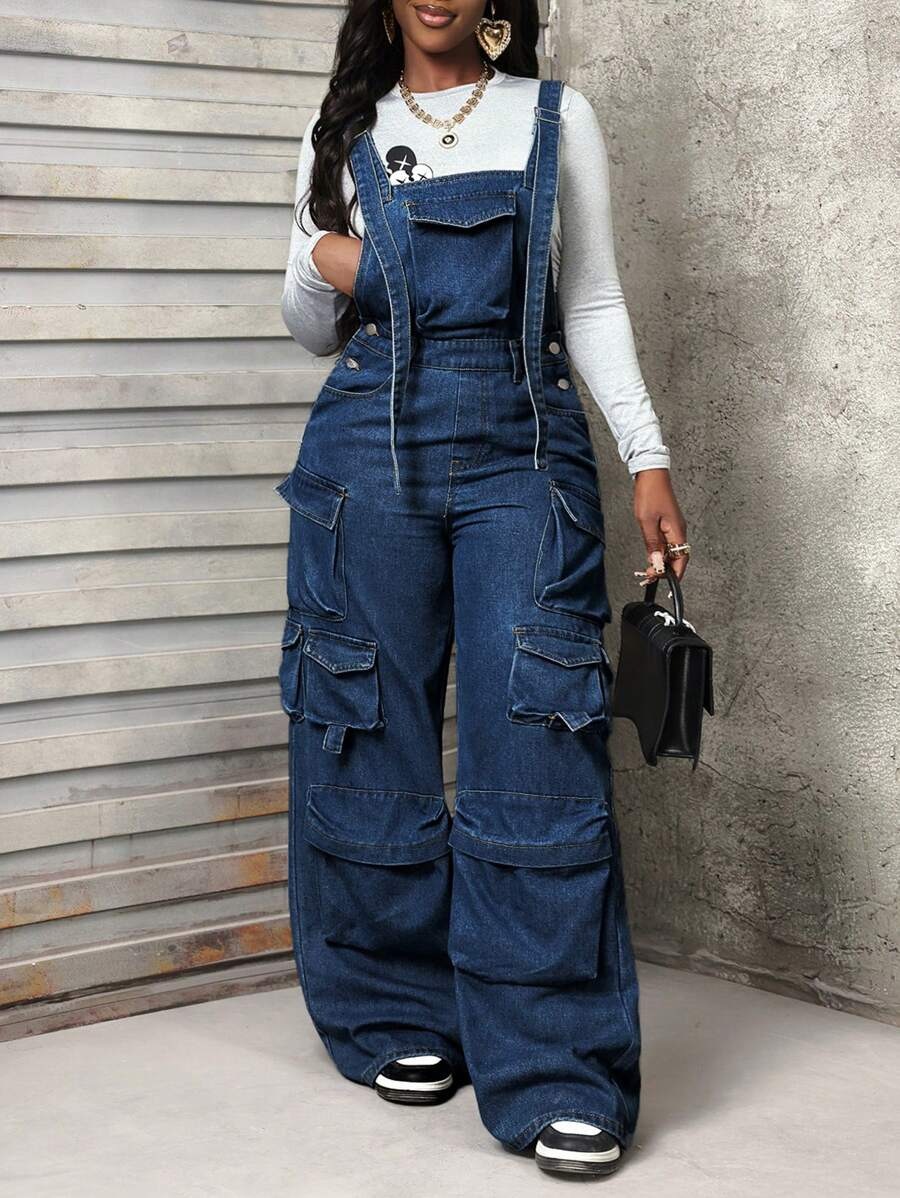 Women's Clothing Versatile Wide Leg Denim Jumpsuit Women's Work Pants Style Overalls For Formal & Casual For Women_ecoleips.com