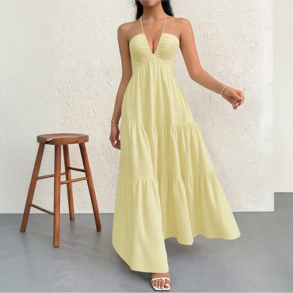 Elegant Summer Maxi Dress Sexy Spaghetti Straps Beachwear Lightweight Fabric Perfect for Vacation Wholesale