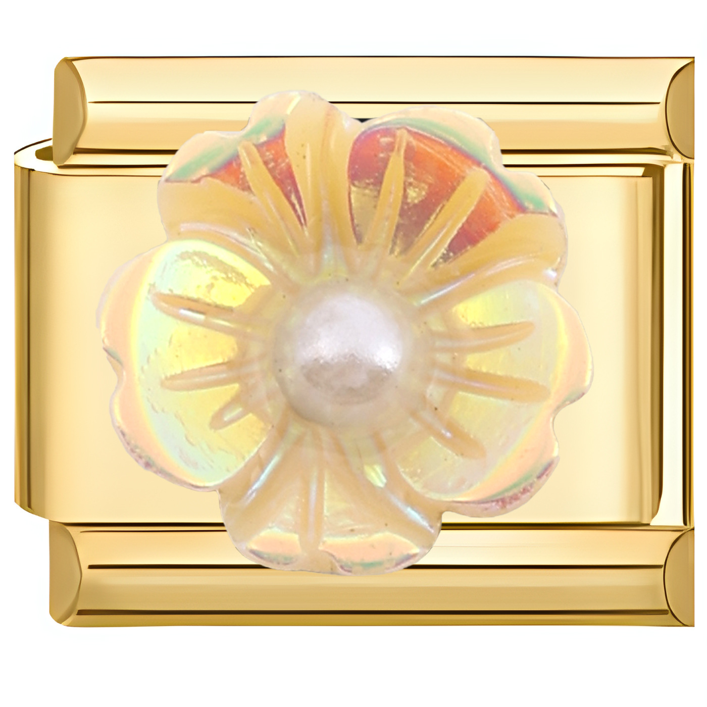 3628-All gold pearl flower milky white