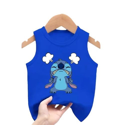 Stitch 史迪奇卡通印花热销新品童装中大童无袖背心跨境ebay外贸