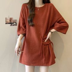 大きいサイズの婦人服の新しい中国式の盤は満天の星の半袖のtシャツの女性を掛けます。