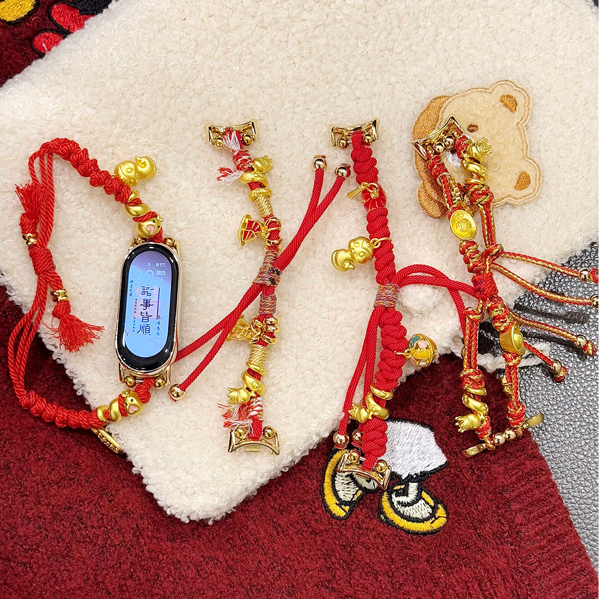 Year of the Snake Woven Strap for Mi Band 8/9PRO Wristband Women's FIT3 Huawei 8/9 New Year Red Rice 5