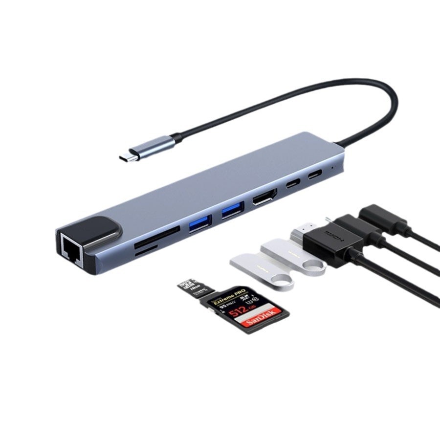 Ocho en uno tipo-c docking multifunción divisor de línea para puerto de red de computadora móvil HDMI hub USB docking image 6