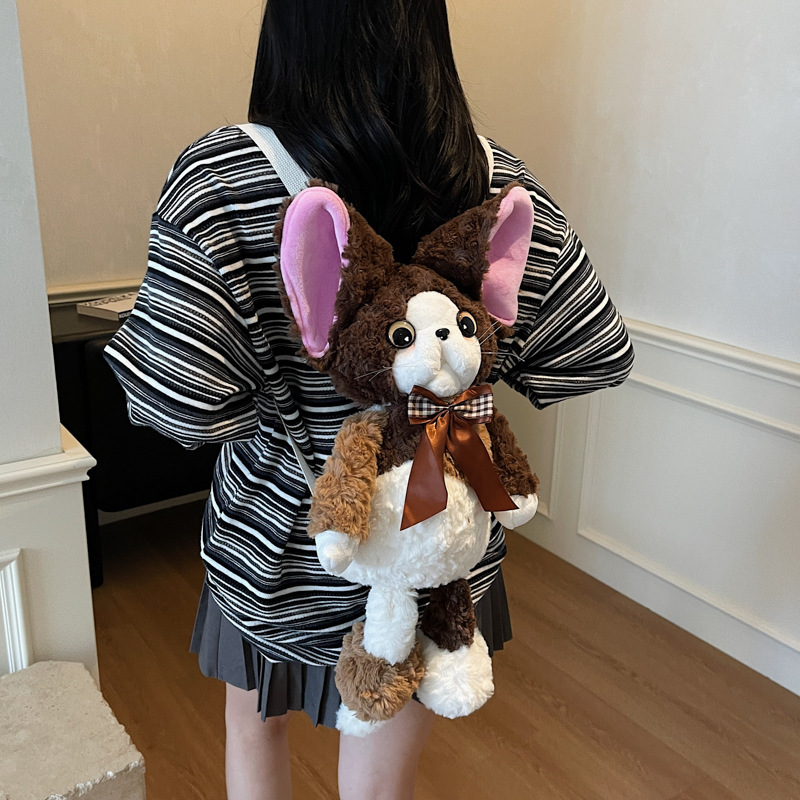 跨境外贸网红可爱大耳朵猫咪背包秋冬玩偶公仔毛绒双肩包女生礼物|undefined
