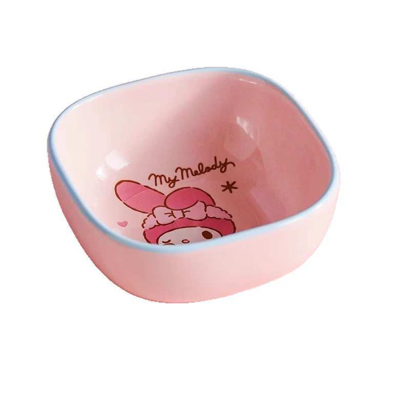 Керамическая соусница Sanrio 4-дюймовая квадратная тарелка для закусок, домашняя маленькая пиалка с мультяшным рисунком Hello Kitty, блюдце для соуса/уксуса